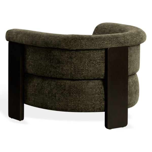 Safavieh Feliciabrianna Barrel Back Accent Chair Plush Upholstered Walnut Frame Lounge Seat Dark Green SFV8805B