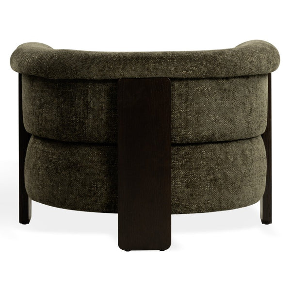 Safavieh Feliciabrianna Barrel Back Accent Chair Plush Upholstered Walnut Frame Lounge Seat Dark Green SFV8805B