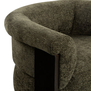 Safavieh Feliciabrianna Barrel Back Accent Chair Plush Upholstered Walnut Frame Lounge Seat Dark Green SFV8805B