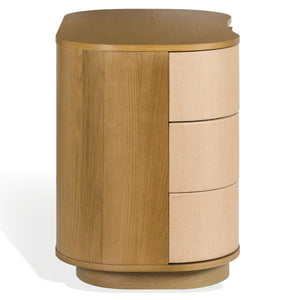 Safavieh Joanne 3 Drawer Natural Wood Nightstand with Metal Accents for Modern Farmhouse Bedrooms SFV8807A