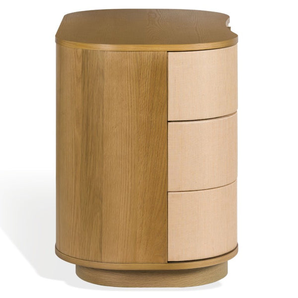 Safavieh Joanne 3 Drawer Natural Wood Nightstand with Metal Accents for Modern Farmhouse Bedrooms SFV8807A