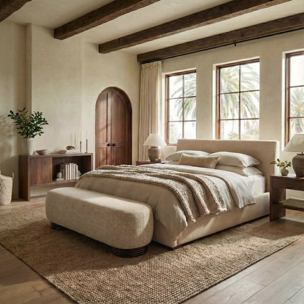 Safavieh Macibrianna Upholstered Entryway Bench with Wood Frame and Warm Brown Fabric Seat SFV8808A