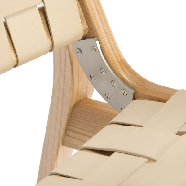 Safavieh Dilan Modern Safari Chair – White Leather Straps & Natural Sungkai Wood, Mid-century Danish Design White 5% Metal,50% Wood,45% Fabric Sfv9005e
