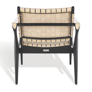 Safavieh Dilan Leather Safari Chair Black / White Wood / Leather / Metal SFV9005F