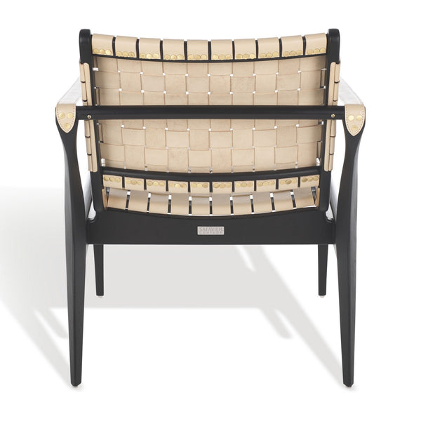 Safavieh Dilan Leather Safari Chair Black / White Wood / Leather / Metal SFV9005F