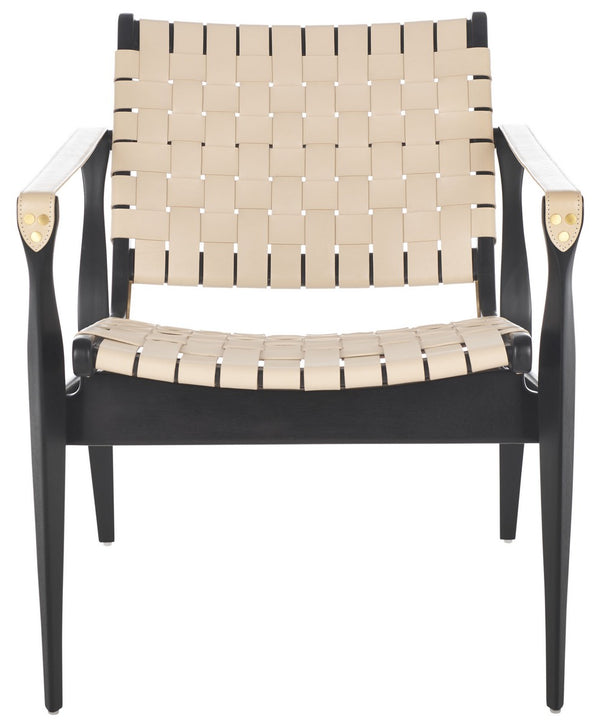 Safavieh Dilan Leather Safari Chair Black / White Wood / Leather / Metal SFV9005F