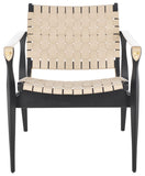 Safavieh Dilan Leather Safari Chair Black / White Wood / Leather / Metal SFV9005F