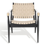 Safavieh Dilan Leather Safari Chair Black / White Wood / Leather / Metal SFV9005F