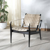 Safavieh Dilan Leather Safari Chair Black / White Wood / Leather / Metal SFV9005F