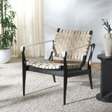 Safavieh Dilan Leather Safari Chair Black / White Wood / Leather / Metal SFV9005F