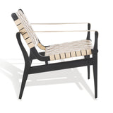 Safavieh Dilan Leather Safari Chair Black / White Wood / Leather / Metal SFV9005F