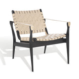 Safavieh Dilan Leather Safari Chair Black / White Wood / Leather / Metal SFV9005F