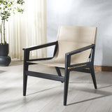 Safavieh Culkin Leather Sling Chair Black / White Wood / Leather / Metal SFV9014C