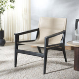 Safavieh Culkin Leather Sling Chair Black / White Wood / Leather / Metal SFV9014C