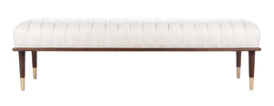 Safavieh FLANNERY Mid-Century Bench - Elegant Upholstered Seating for Entryways, Living Rooms, and Bedrooms Cream SFV9017A