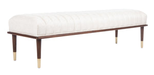 Safavieh FLANNERY Mid-Century Bench - Elegant Upholstered Seating for Entryways, Living Rooms, and Bedrooms Cream SFV9017A
