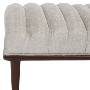 Safavieh Flannery Mid-Century Bench XII23 Ivory / Dark Mahogany Wood / Fabric / Metal SFV9017B