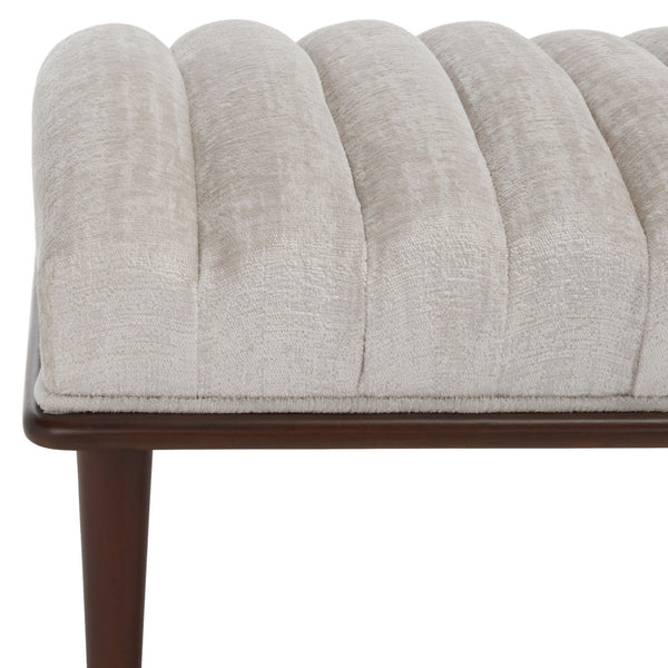 Safavieh Flannery Mid-Century Bench XII23 Ivory / Dark Mahogany Wood / Fabric / Metal SFV9017B