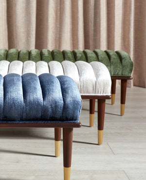 Safavieh Flannery Mid-Century Bench XII23 Ivory / Dark Mahogany Wood / Fabric / Metal SFV9017B