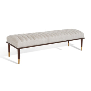 Safavieh Flannery Mid-Century Bench XII23 Ivory / Dark Mahogany Wood / Fabric / Metal SFV9017B