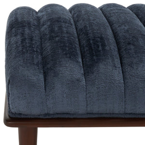Safavieh Flannery Mid-Century Bench XII23 Dark Blue / Dark Mahogany Wood / Fabric / Metal SFV9017D