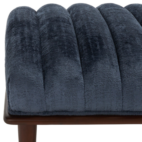 Safavieh Flannery Mid-Century Bench XII23 Dark Blue / Dark Mahogany Wood / Fabric / Metal SFV9017D