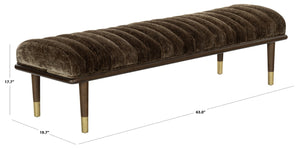 Safavieh Flannery Mid-Century Upholstered Bench with Tapered Legs for Bedroom or Entryway SFV9017E