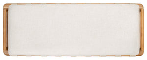 Safavieh Constantine Teak Bench - Coastal Elegance With White Linen Cushion & Woven Leather Top For Modern Spaces Natural ,White 2% Metal,50% Wood,18% Fabric,30% Foam Sfv9026a