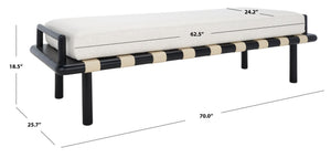 Safavieh CONSTANTINE Teak Bench - Contemporary Minimalist Seating for Entryway, Living Room, or Bedroom Focal Point Black / White SFV9026B