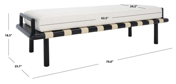 Safavieh CONSTANTINE Teak Bench - Contemporary Minimalist Seating for Entryway, Living Room, or Bedroom Focal Point Black / White SFV9026B