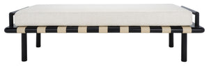 Safavieh CONSTANTINE Teak Bench - Contemporary Minimalist Seating for Entryway, Living Room, or Bedroom Focal Point Black / White SFV9026B