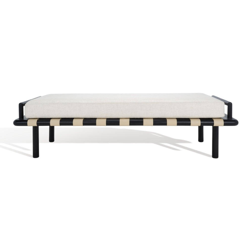 Safavieh CONSTANTINE Teak Bench - Contemporary Minimalist Seating for Entryway, Living Room, or Bedroom Focal Point Black / White SFV9026B