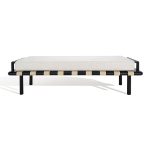 Safavieh CONSTANTINE Teak Bench - Contemporary Minimalist Seating for Entryway, Living Room, or Bedroom Focal Point Black / White SFV9026B
