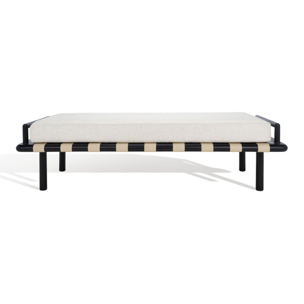 Safavieh CONSTANTINE Teak Bench - Contemporary Minimalist Seating for Entryway, Living Room, or Bedroom Focal Point Black / White SFV9026B