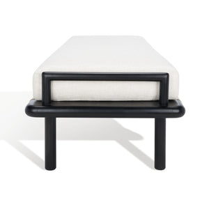 Safavieh CONSTANTINE Teak Bench - Contemporary Minimalist Seating for Entryway, Living Room, or Bedroom Focal Point Black / White SFV9026B