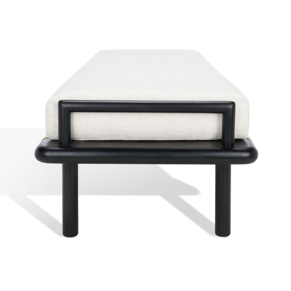 Safavieh CONSTANTINE Teak Bench - Contemporary Minimalist Seating for Entryway, Living Room, or Bedroom Focal Point Black / White SFV9026B