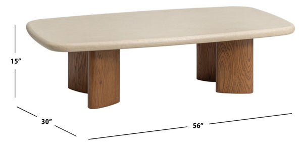 Safavieh Theodora Two-Tone Wood Coffee Table Low Profile Chestnut Top for Modern Living Rooms SFV9029A-2BX