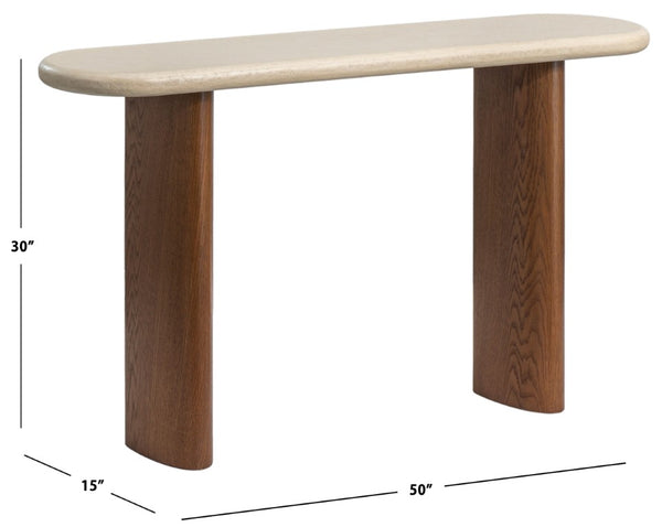 Safavieh Theodora Console Table Warm Chestnut Wood with Mineral Cream Finish Entryway Accent SFV9030A-2BX