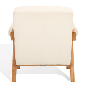 Safavieh Billie Boucle Accent Chair Beige / Natural Wood / Fabric / Foam SFV9100A