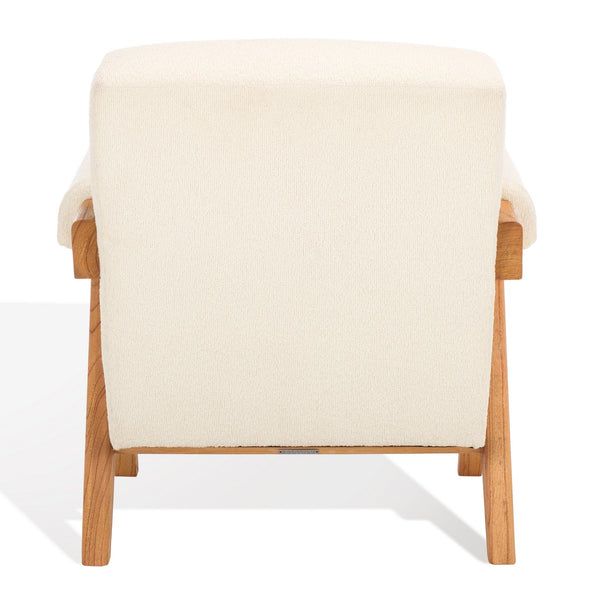 Safavieh Billie Boucle Accent Chair Beige / Natural Wood / Fabric / Foam SFV9100A