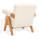 Safavieh Billie Boucle Accent Chair Beige / Natural Wood / Fabric / Foam SFV9100A