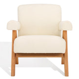 Safavieh Billie Boucle Accent Chair Beige / Natural Wood / Fabric / Foam SFV9100A