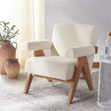 Safavieh Billie Boucle Accent Chair Beige / Natural Wood / Fabric / Foam SFV9100A