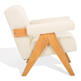 Safavieh Billie Boucle Accent Chair Beige / Natural Wood / Fabric / Foam SFV9100A