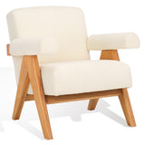 Safavieh Billie Boucle Accent Chair Beige / Natural Wood / Fabric / Foam SFV9100A