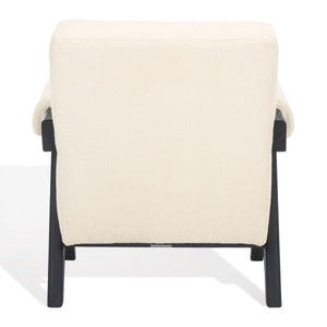 Safavieh Billie Boucle Accent Chair Beige / Black Wood / Fabric / Foam SFV9100B