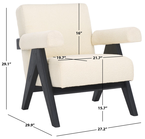 Safavieh Billie Boucle Accent Chair Beige / Black Wood / Fabric / Foam SFV9100B