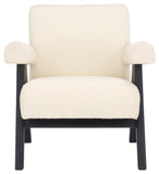 Safavieh Billie Boucle Accent Chair Beige / Black Wood / Fabric / Foam SFV9100B