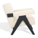 Safavieh Billie Boucle Accent Chair Beige / Black Wood / Fabric / Foam SFV9100B