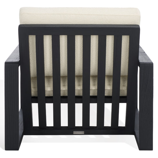 Safavieh Decarlo Boucle Wooden Frame Accent Chair Beige / Black Wood / Fabric / Foam SFV9101B